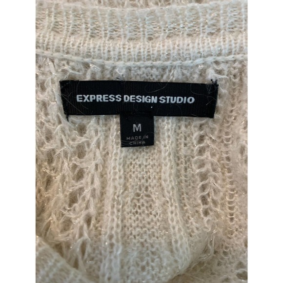 Express Design Studio cream short sleeves round neck knit tunic sweater size M - Picture 6 of 6